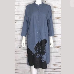 YESNO Shirt dress Linen Cotton Blend Shift Pockets